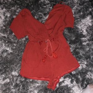 Orange cut out romper